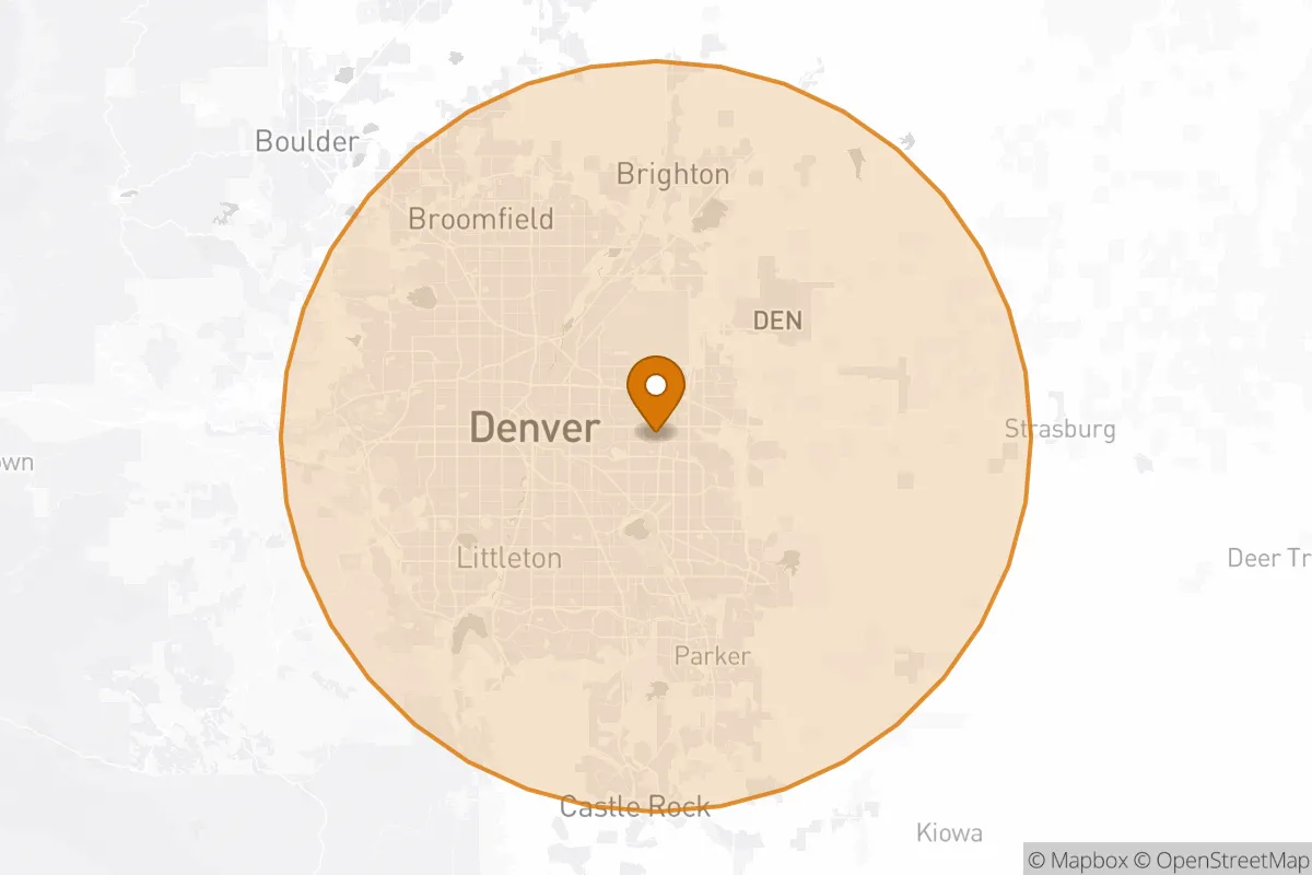 service area service area map in Aurora, CO